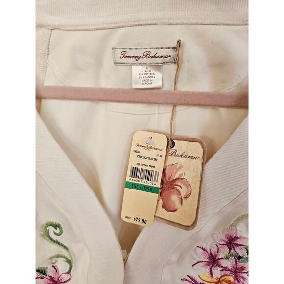 NWT Tommy Bahama Scroll Scapes Coconut Cream Bolero Jacket Size Size L (12-14) - Picture 2 of 4